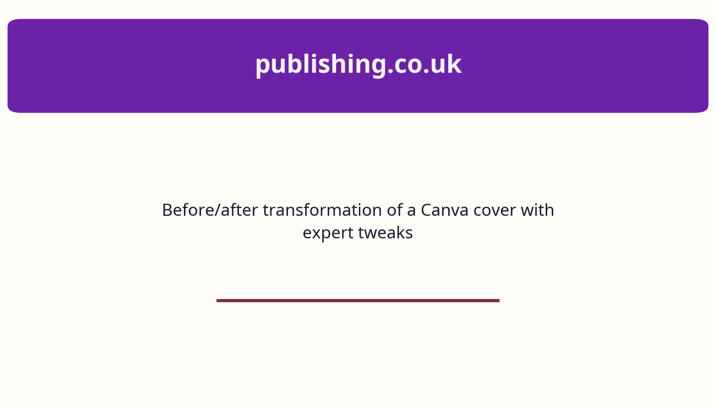 Before/after transformation of a Canva cover with expert tweaks