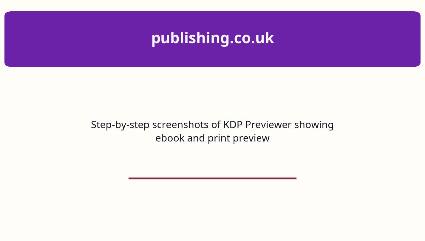 Step-by-step screenshots of KDP Previewer showing ebook and print preview